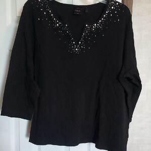 Rafaella Black Women's Top with Embellishments